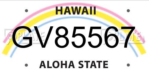 GV85567 Hawaii License Plate