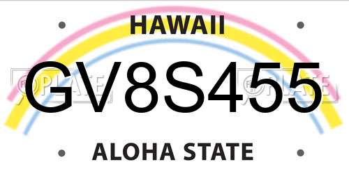 GV8S455 Hawaii License Plate