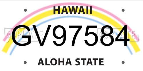 GV97584 Hawaii License Plate
