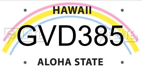 GVD385 Hawaii License Plate