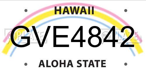 GVE4842 Hawaii License Plate