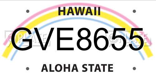 GVE8655 Hawaii License Plate