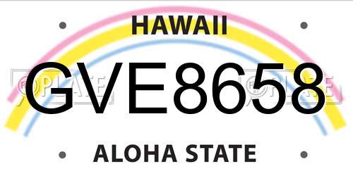 GVE8658 Hawaii License Plate