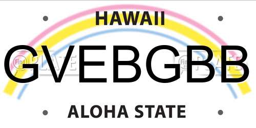 GVEBGBB Hawaii License Plate