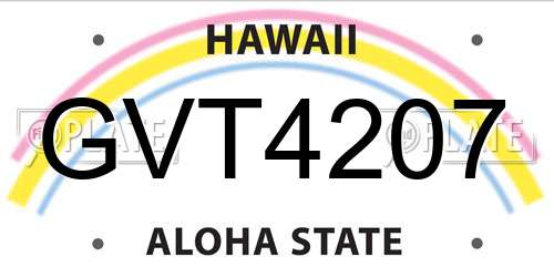 GVT4207 Hawaii License Plate