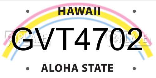 GVT4702 Hawaii License Plate
