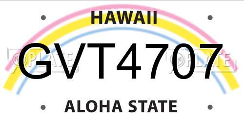 GVT4707 Hawaii License Plate