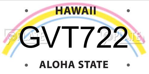 GVT722 Hawaii License Plate
