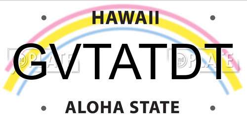 GVTATDT Hawaii License Plate