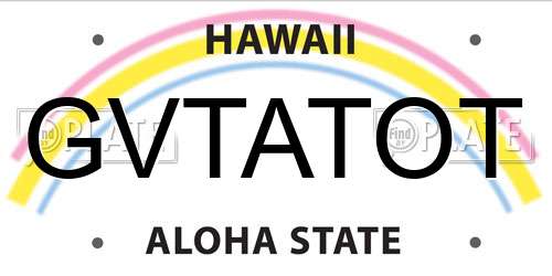 GVTATOT Hawaii License Plate