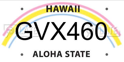 GVX460 Hawaii License Plate
