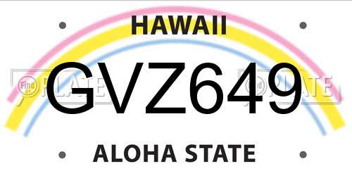 GVZ649 Hawaii License Plate
