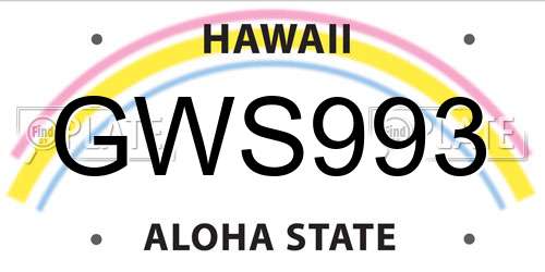 GWS993 Hawaii License Plate
