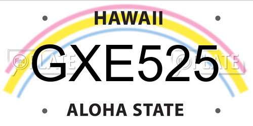 GXE525 Hawaii License Plate