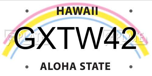GXTW42 Hawaii License Plate