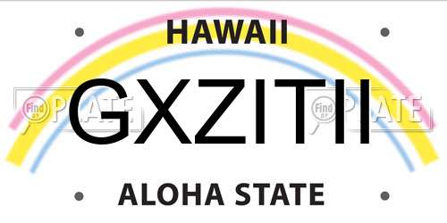 GXZITII Hawaii License Plate