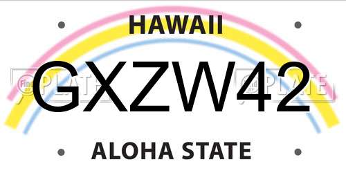 GXZW42 Hawaii License Plate