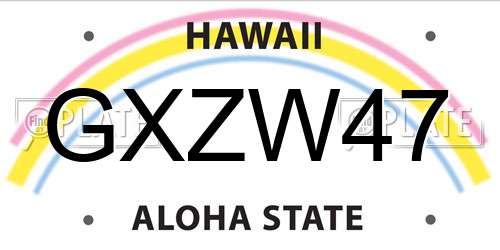 GXZW47 Hawaii License Plate