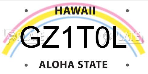 GZ1T0L Hawaii License Plate