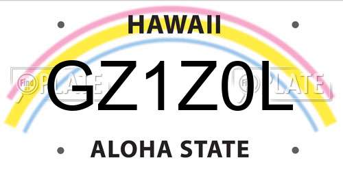 GZ1Z0L Hawaii License Plate