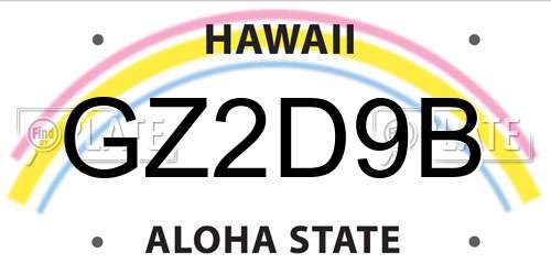 GZ2D9B Hawaii License Plate