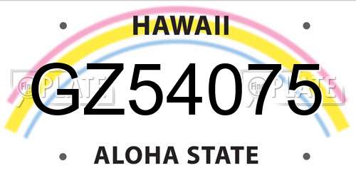 GZ54075 Hawaii License Plate