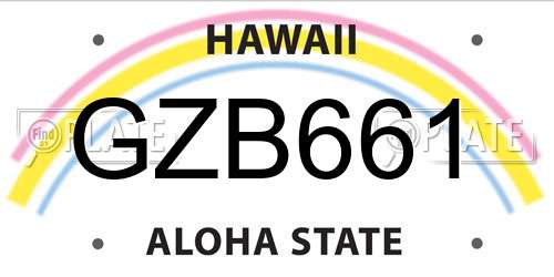 GZB661 Hawaii License Plate
