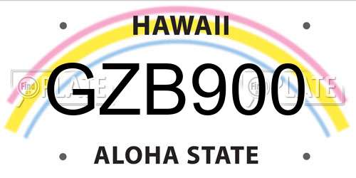 GZB900 Hawaii License Plate