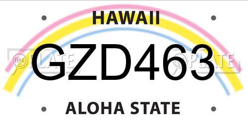 GZD463 Hawaii License Plate