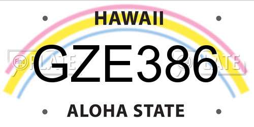 GZE386 Hawaii License Plate