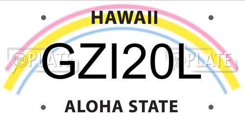 GZI20L Hawaii License Plate