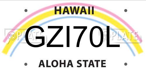 GZI70L Hawaii License Plate