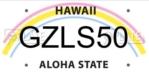 GZLS50 Hawaii License Plate
