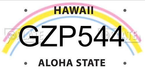 GZP544 Hawaii License Plate