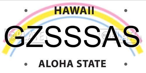 GZSSSAS Hawaii License Plate