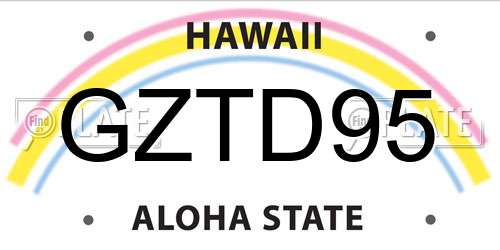 GZTD95 Hawaii License Plate