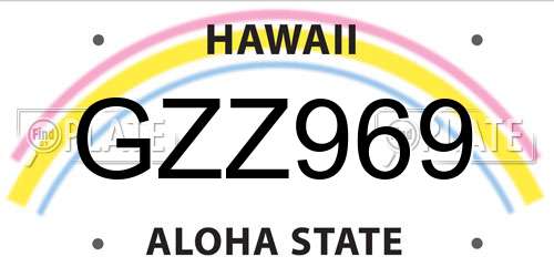 GZZ969 Hawaii License Plate