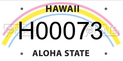 H00073 Hawaii License Plate