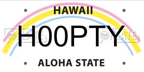 H00PTY Hawaii License Plate