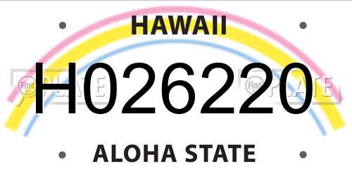 H026220 Hawaii License Plate