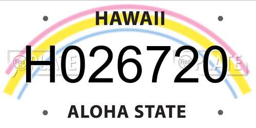 H026720 Hawaii License Plate