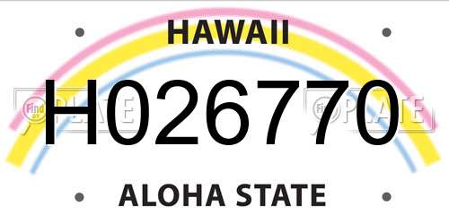 H026770 Hawaii License Plate