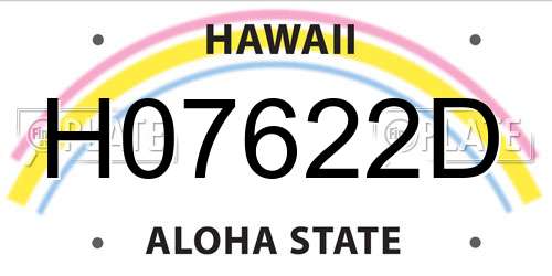 H07622D Hawaii License Plate