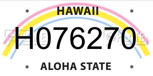 H076270 Hawaii License Plate