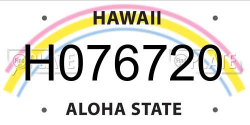 H076720 Hawaii License Plate