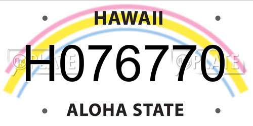H076770 Hawaii License Plate