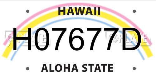 H07677D Hawaii License Plate