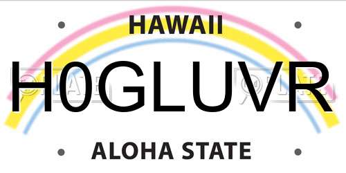 H0GLUVR Hawaii License Plate