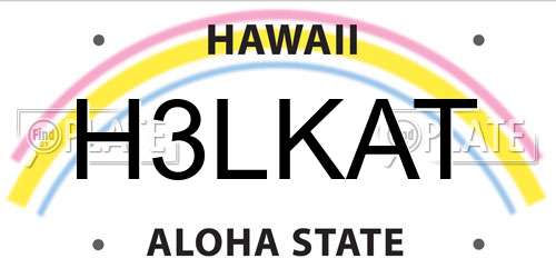 H3LKAT Hawaii License Plate