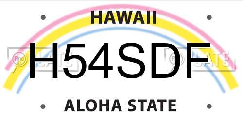 H54SDF Hawaii License Plate